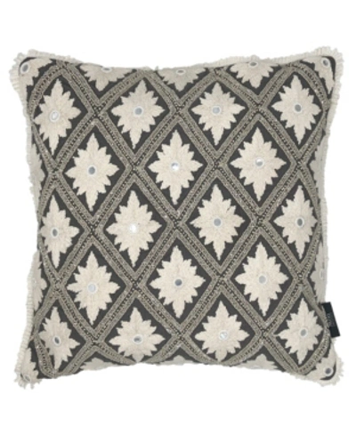 Shop Mod Lifestyles Embroidered Geometric Decorative Pillow, 18'' X 18'' In Gray