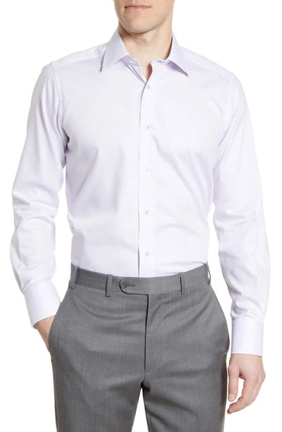 Shop David Donahue Trim Fit Stripe Dress Shirt In White/lilac
