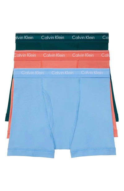 Shop Calvin Klein 3-pack Boxer Briefs In Grey/ Teal/ Burgundy