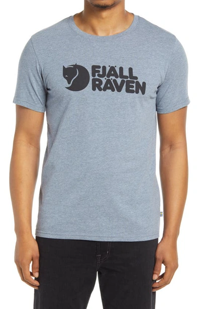 Shop Fjall Raven Logo Graphic Tee In Uncle Blue Melange