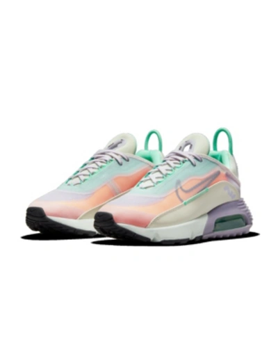 Shop Nike Women's Air Max 2090 Casual Sneakers From Finish Line In Lilac, Sea Glass, Orange