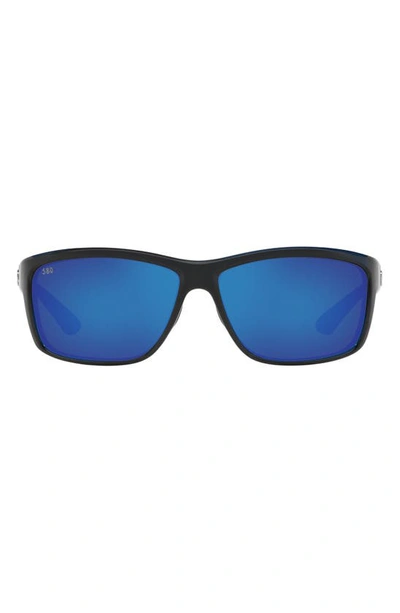 Shop Costa Del Mar 63mm Rectangle Sunglasses In Black Polarized Glass
