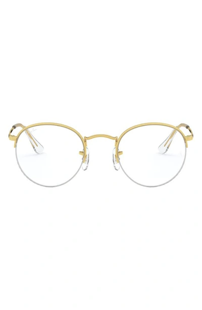 Shop Ray Ban 51mm Round Optical Glasses In Shiny Gold
