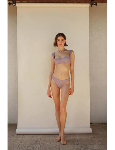 Shop Anais & Margaux Sylvie Grey Textured Bikini In Purple