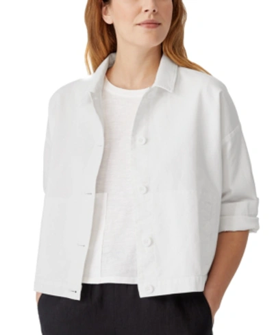 Shop Eileen Fisher Collared Button Jacket In White