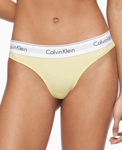 Shop Calvin Klein Women's Modern Cotton Thong Underwear F3786 In Pop Yellow