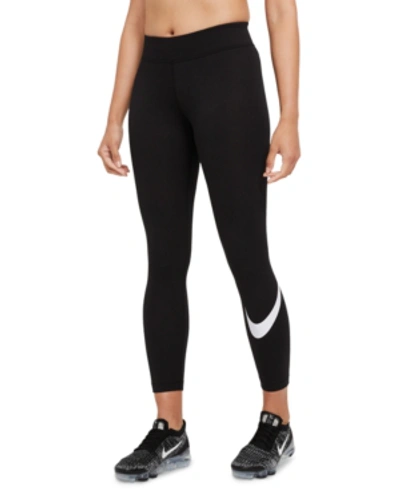 Shop Nike Logo 7/8 Length Leggings In Black/white