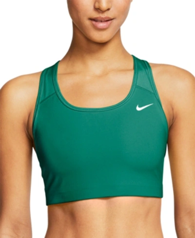 Shop Nike Women's Dri-fit Racerback Medium Impact Sports Bra In Obsidian/white