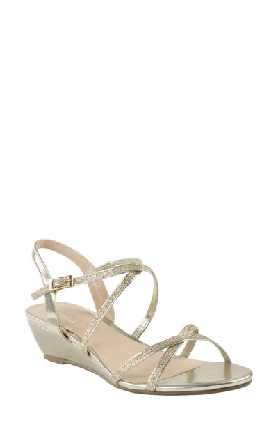 Shop Paradox London Pink Kadie Wedge Sandal In Gold Glitter