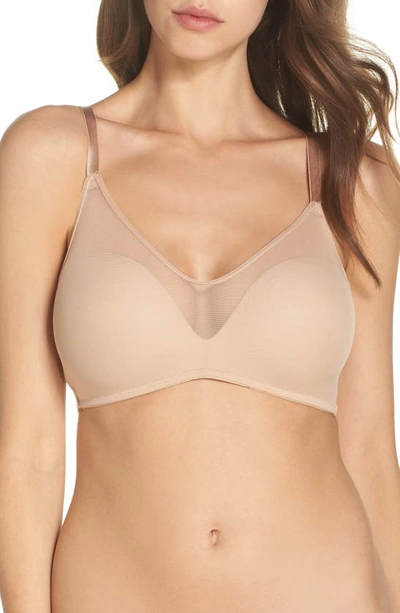 Shop Le Mystere Le Mystère Sheer Illusion Wireless Bra In Natural