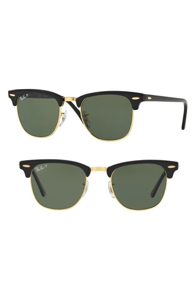 Shop Ray Ban 'classic Clubmaster' 51mm Polarized Sunglasses In Polar Black
