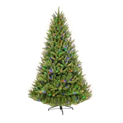Shop Puleo International 7.5 Ft. Pre-lit Franklin Fir Artificial Christmas Tree With 750 Clear/multi-colored Le In Green