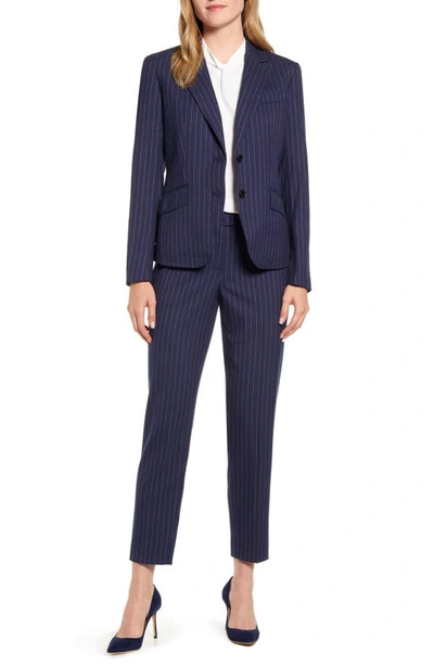 Shop Anne Klein Nested Pinstripe Suit In Marine Blue/ Marine Red Combo