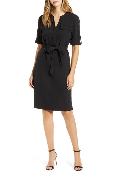 Shop Anne Klein Belted Shirtdress In Anne Black