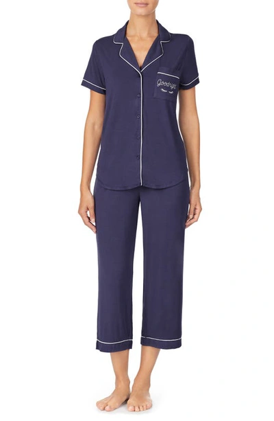 Shop Kate Spade Capri Pajamas In Dark Blue/ Navy