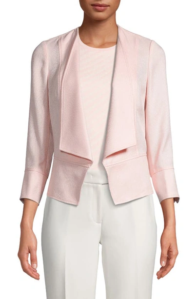 Shop Anne Klein Textured Drape Front Jacket In Cherry Blossom/ Anne White