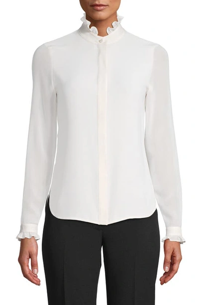 Shop Anne Klein Ruffle Blouse In Anne White