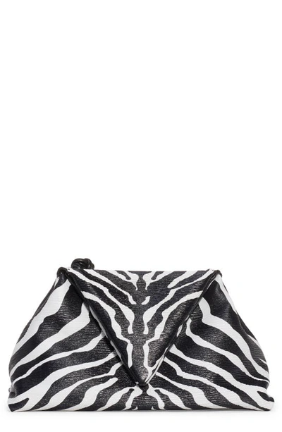 Shop Bottega Veneta Zebra Print Leather Envelope Clutch In Zebra/ Nero/ Silver