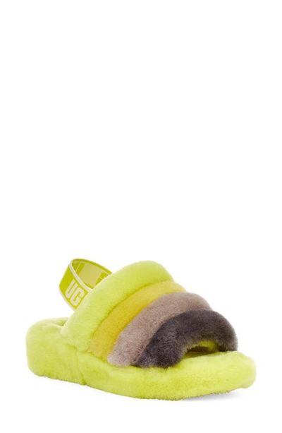 Shop Ugg Fluff Yeah Genuine Shearling Slingback Sandal In Sulfur Multicolor