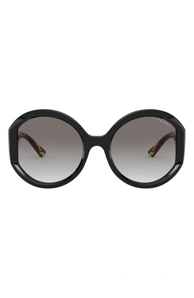 Shop Prada 55mm Round Sunglasses In Blck Gry Gradient
