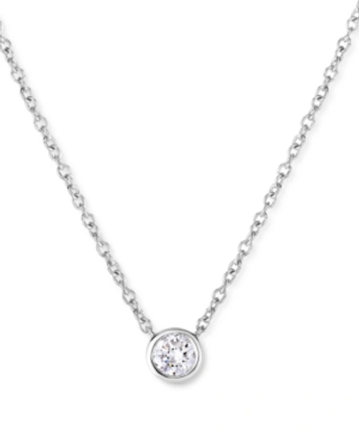 Shop Forever Grown Diamonds Lab-created Diamond Bezel Solitaire Pendant Necklace (1/5 Ct. T.w.) In Sterling Silver, 18" + 2" Ext