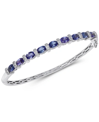Macy's Tanzanite (4 Ct. T.w.) & Diamond (1/10 Ct. T.w.) Bangle Bracelet In Sterling Silver In Tanzanite