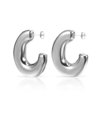 Shop Ben Oni Chunky Anti-tarnish Hoop Earrings In Silver