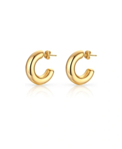 Shop Ben Oni Small Chunky Anti-tarnish Hoop Earrings In Gold