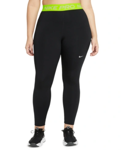 Shop Nike Pro 365 Plus Size Leggings In Black/volt