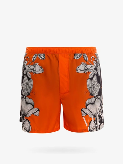 Shop Valentino Swim Trunks In Orange