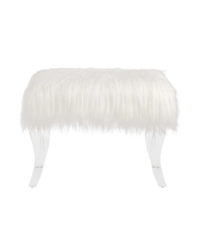 Shop Glitzhome 24.02" L Faux Fur Upholstered Bench With Acrylic Legs In White