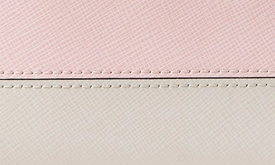 Shop Kate Spade Small Spencer Slim Leather Bifold Wallet In Tutu Pink/ Crisp Linen