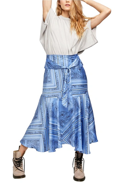 Shop Free People Hampton Tie Front Midi Skirt In Sky Combo