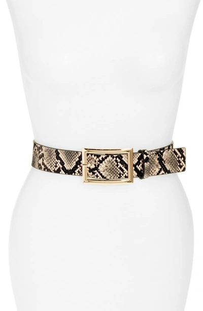 Shop Halogenr Metallic Snake Print Belt In Tan Combo