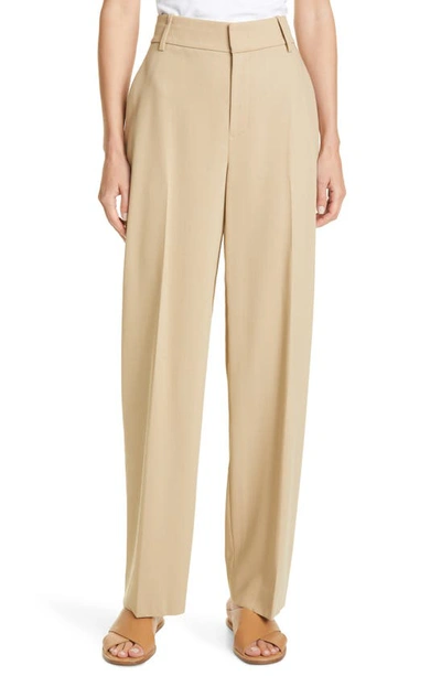Shop Vince Straight Leg Wool Blend Trousers In Straw