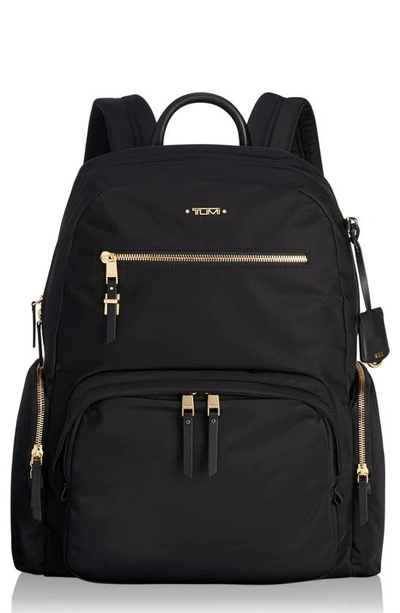 Shop Tumi Voyager Carson Nylon Backpack In Black/ Gold