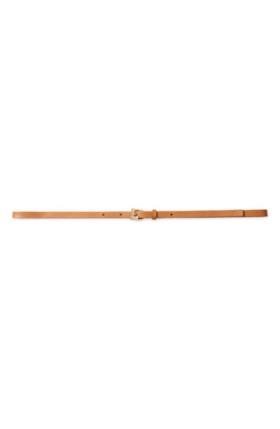 Shop Lafayette 148 L-beam Leather Skinny Belt In Copper
