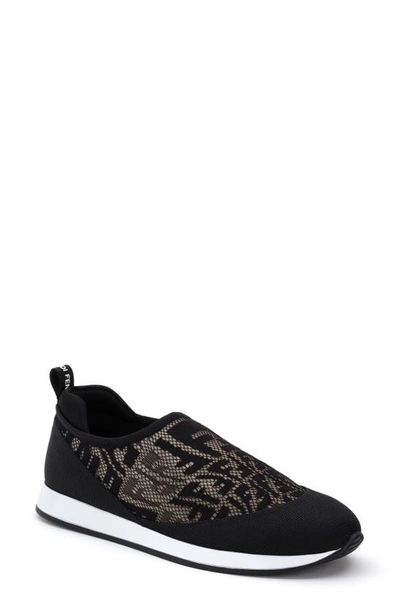 Fendi Ff Logo Slip-on Runner Sneakers In Black