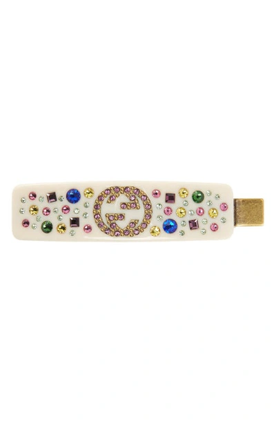 Shop Gucci Gg Crystal Hair Clip In White