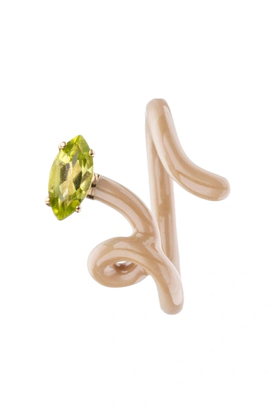 Shop Bea Bongiasca Baby Vine Tendril Ring In Brown,green
