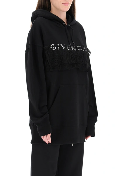 Shop Givenchy Hoodie With 4g Logo And Lace In Black,white