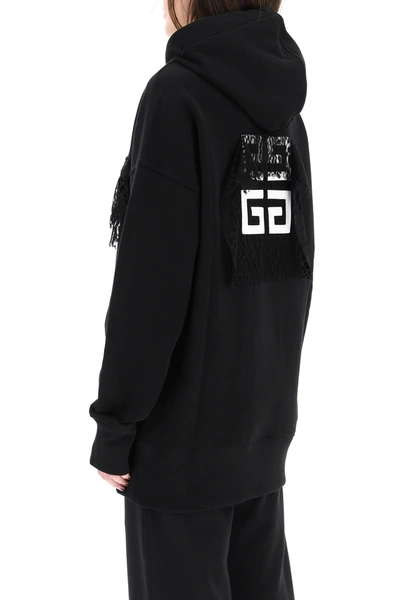 Shop Givenchy Hoodie With 4g Logo And Lace In Black,white