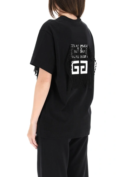 Shop Givenchy 4g Logo T-shirt With Lace In Black,white