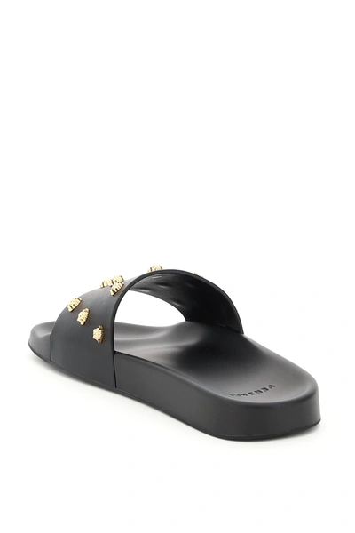 Shop Versace Mules With Medusa Studs In Black,gold