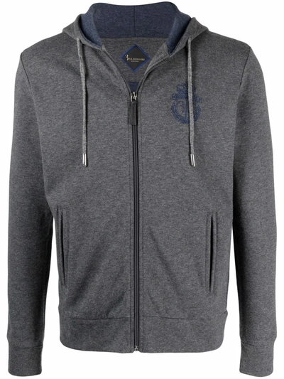 Billionaire Crest-motif Long-sleeved Hoodie In Grau
