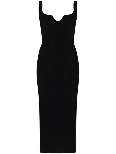 Shop Khaite Nina Sweetheart Rib-knit Midi Dress In Schwarz