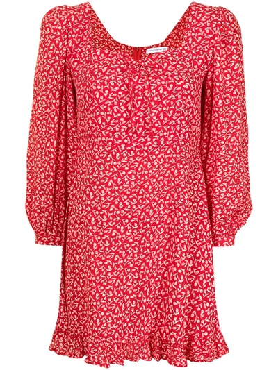 Shop Faithfull The Brand Calla Floral-print Mini Dress In Rot