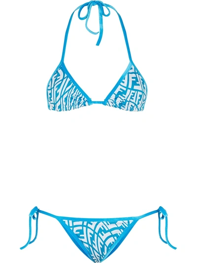 Fendi Ff Vertigo Logo Triangle Bikini In Bleu Clair ModeSens