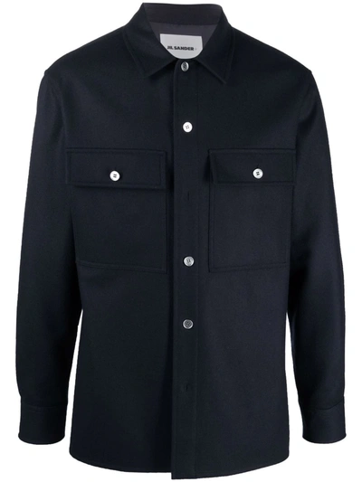 Shop Jil Sander Long-sleeved Shirt Jacket In Blau