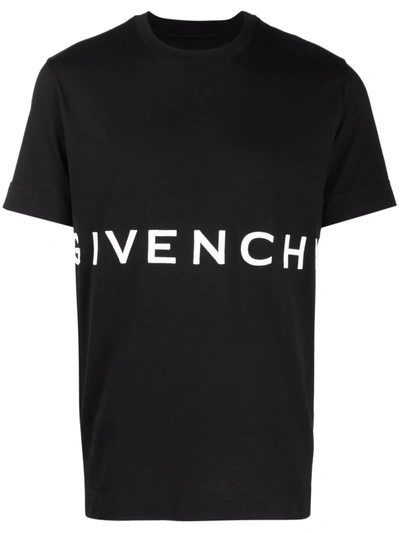 Shop Givenchy Flocked Logo T-shirt In Schwarz